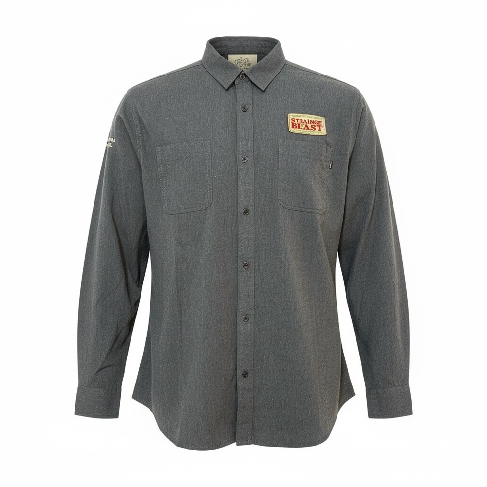 Tank Farm Sierra Nevada Strange Beast Gray Button Shirt Men’s Large NWT